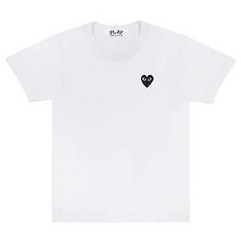 Comme Des Garcons Kurzärmeliges T-Shirt Schwarz mit Patch Play für Herren Silber