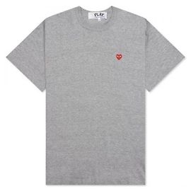 Comme Des Garcons Small Red Heart Patch Short Sleeve T-Shirt AZ Silvery