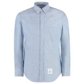 Thom Browne Camisa Oxford de algodón con ribetes ocultos Azul