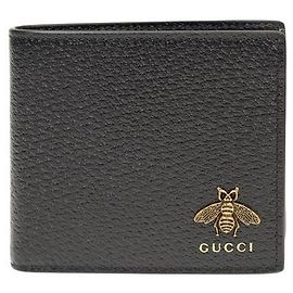 Gucci Bee Logo Patch Leather Wallet Black