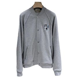 Hermès Mini Lederpatch Bomberjacke Grau Braun