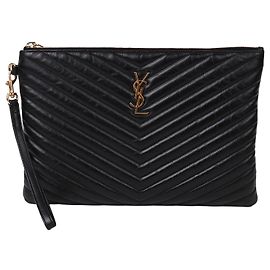 Saint Laurent Nova clutch medium com alça chevron Preto