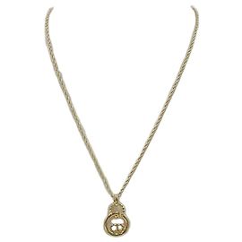 Dior Halskette mit Mini CD Logo Anhänger Gold Twist Ring Vintage Golden