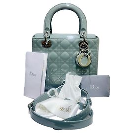 Bolsa Tote Lady Dior Medium em couro envernizado, Bolsa de ombro Multicor