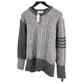 Thom Browne Faixa de mohair com listras diagonais Funmix Cable Knit Marrom