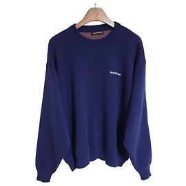 Balenciaga Blue Wave Logo Wool Knit Blue