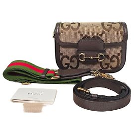 Gucci Mini borsa a tracolla Horsebit Jumbo GG Marrone
