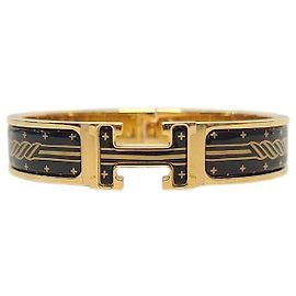 Hermès Black Gold Graffiti Click Bracelet Black