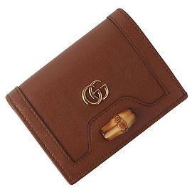 Gucci Cartera tarjetero de bambú Diana Negro