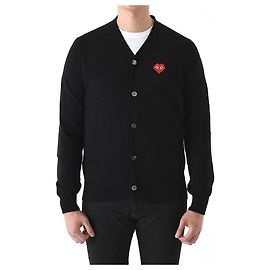 Comme Des Garcons Strickjacke mit Invader Pixel Patch Wolle Schwarz AZ Mehrfarben