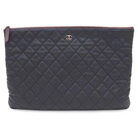 Chanel Pochette Caviar Gold CC Classic Large Noir
