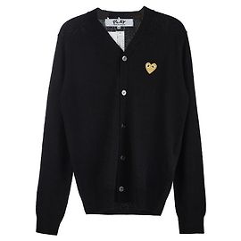 Comme Des Garcons Herren-Wollstrickjacke mit Herz-Logo-Patch SCHWARZ Schwarz