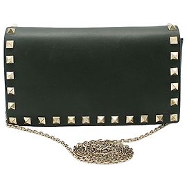 Valentino Mini borsa a tracolla con catena Rockstud in pelle kaki Marrone