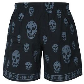 Alexander Mcqueen Shorts de baño con estampado de calavera Negro