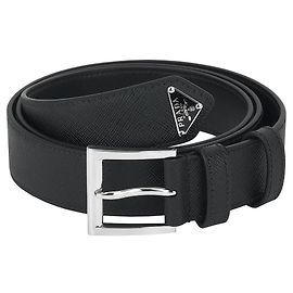 Prada Saffiano Leather Belt Black Black