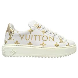 Louis Vuitton Tênis Timeout com logotipo em letras de ouro branco Branco