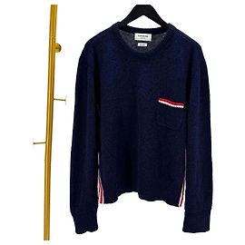 Thom Browne Suéter de malha Three Stripes Navy Azul