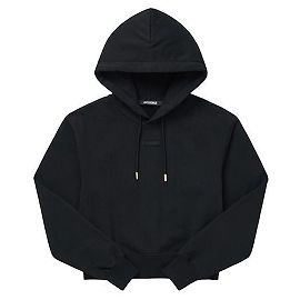Jacquemus Kapuzenpullover Large Gros Grain Logo Damen Hoodie Schwarz