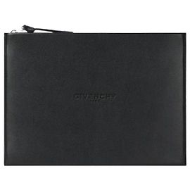 Givenchy Pochette Large Antigona em Couro com Gravação Preto
