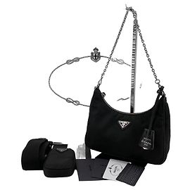 Prada Bolsa Hobo Multi Tesuto Reedition Prata