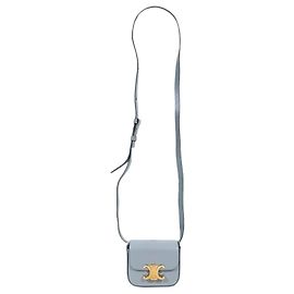 Céline Bolsa Transversal Mini Clyde Shiny Azul Cinza Azul