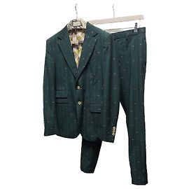 Gucci Grünes DIY Multi GG Logo Jacquard Anzug-Set Grün