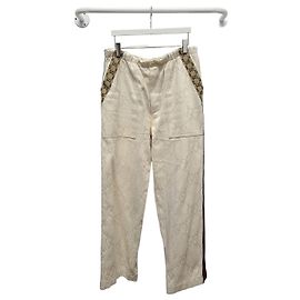 Gucci Pantalones de algodón GG Supreme Web Stripe Blanco