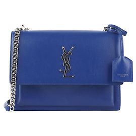 Saint Laurent Borsa a Spalla Monogram Sunset Bag Medium Silver Blu