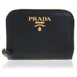 Prada Metal Logo Coin Purse stamp: Black