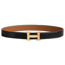 Hermès Cinto de couro reversível com fivela Preto