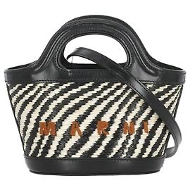 Marni Wavy Raffia Effect Tropicalia Micro Bag Black