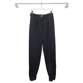 Louis Vuitton Pantalon Jogger avec Fermeture Éclair Latérale et Boutons Or Noir Noir