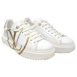 Louis Vuitton Tênis Timeout com logotipo circular em ouro branco Branco