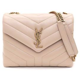 Saint Laurent Bolsa Lulu Monogram Envelope Satchel com corrente de ombro e transversal Marrom