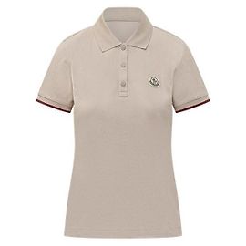 Moncler Polo de piqué de algodão com patch de logotipo Marrom