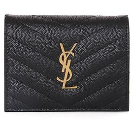 Saint Laurent Grand Poudre CASSANDRE Card Holder Black