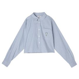 Céline Camisa corta en algodón a rayas Hickory Azul
