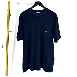 Dior Terry-Baumwoll-T-Shirt mit kurzen Ärmeln Navy Blau