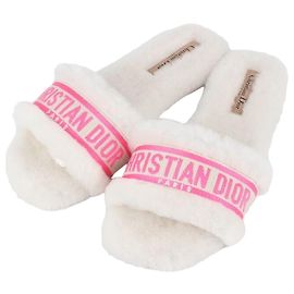 Dior Pantufa Mule de shearling com logo Multicor