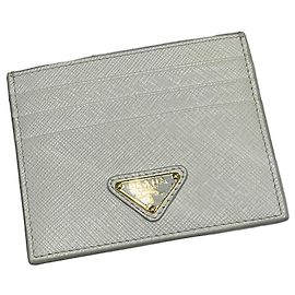 Prada Saffiano Leather Triangle Logo Card Holder White Multiple colors