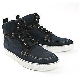 Lanvin Nubuck High-Top Sneakers Black