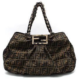 Fendi Bolsa de ombro com corrente larga Juka Mia Marrom
