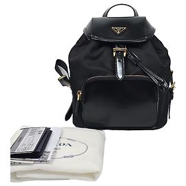 Prada Re-Nylon Brushed Leather Backpack Silvery