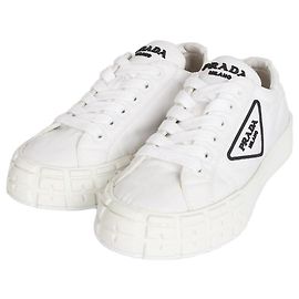 Prada Zapatillas de gabardina de nailon con logotipo triangular Blanco Blanco