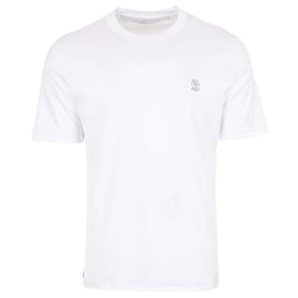 Brunello Cucinelli T-Shirt mit kurzen Ärmeln und gesticktem Logo Weiß