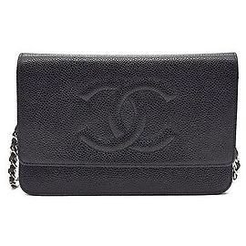 Chanel Mini borsa a tracolla WOC in caviar Nero