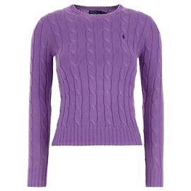 Ralph Lauren Strickpullover mit Pony-Logo-Stickerei Lila