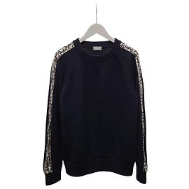 Dior Strickpullover mit Oblique-Einsatz in Tiefblau Blau