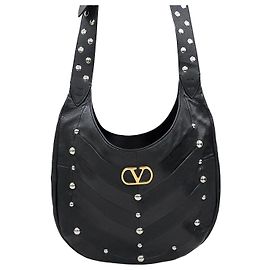Valentino Bolsa Hobo Garavani Chevron Stud em couro napa Preto