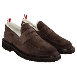 Thom Browne Signature RWB Tab Suede Penny Loafer stamp: Black